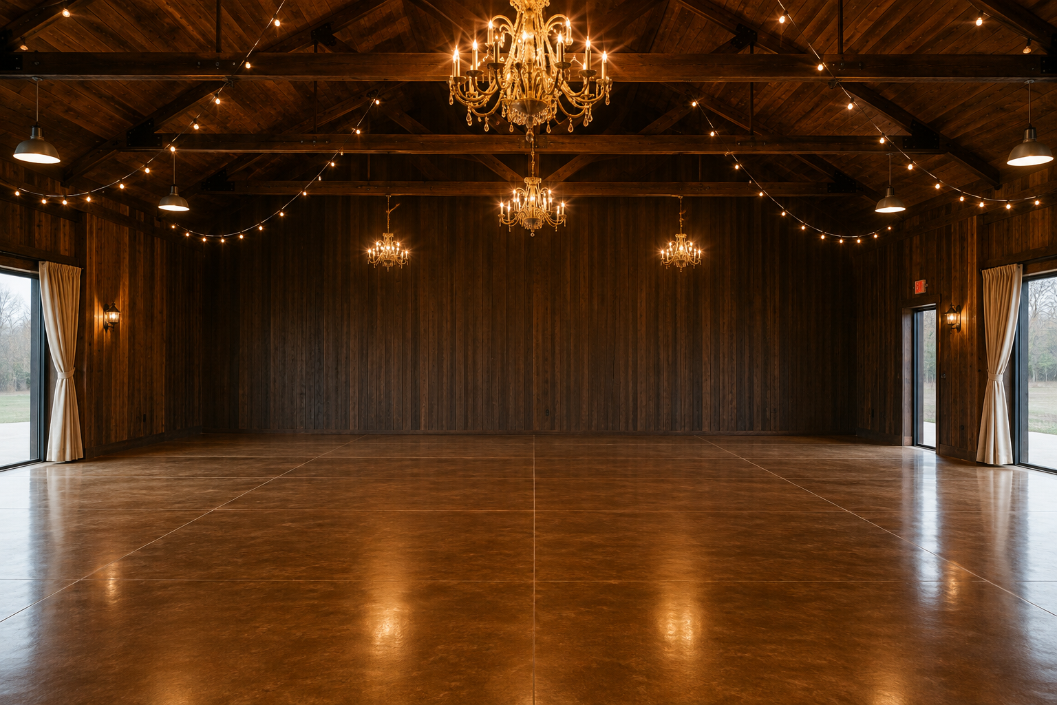 Kelley Farm reception space before DJ Quick Hire production